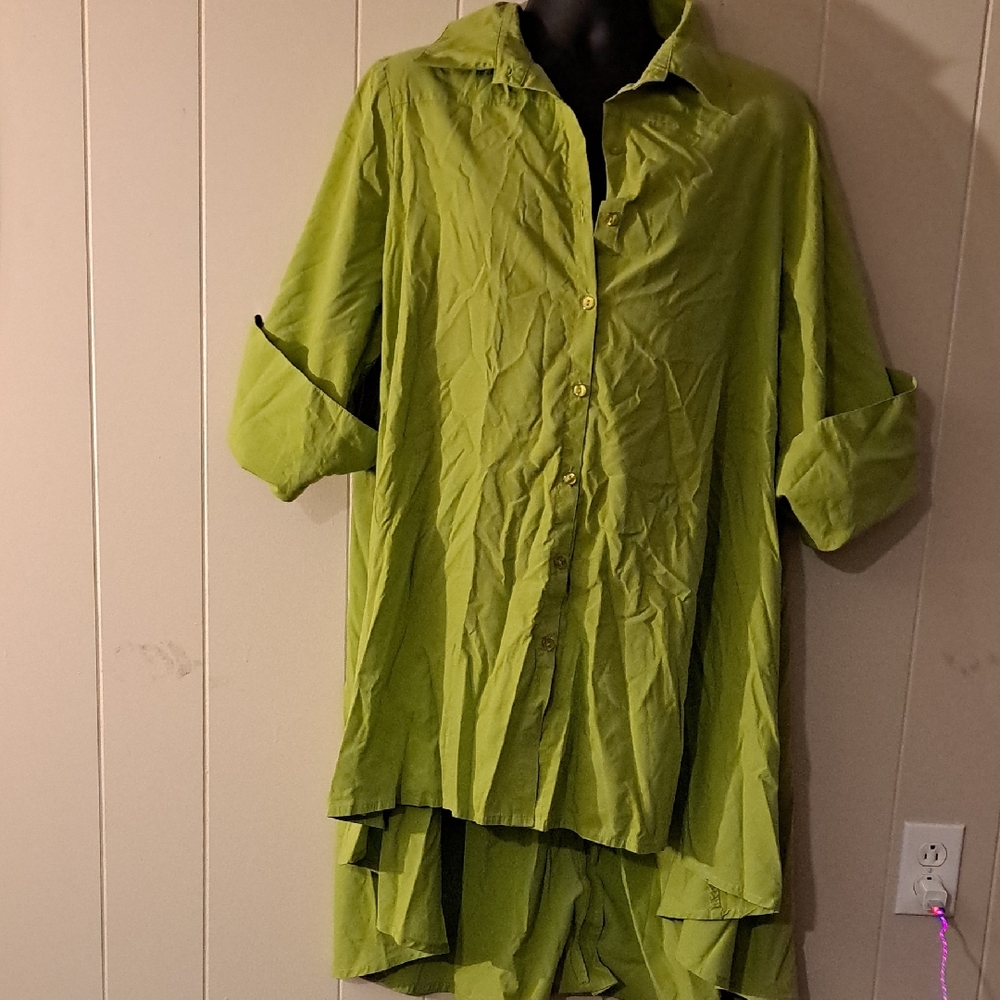 Midnight Velvet Lime Green Cotton Top